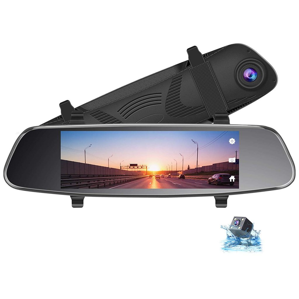 TOGUARD 8″ Mirror Dash Cam Front & Rear, Dual Lens Touch Screen Rear